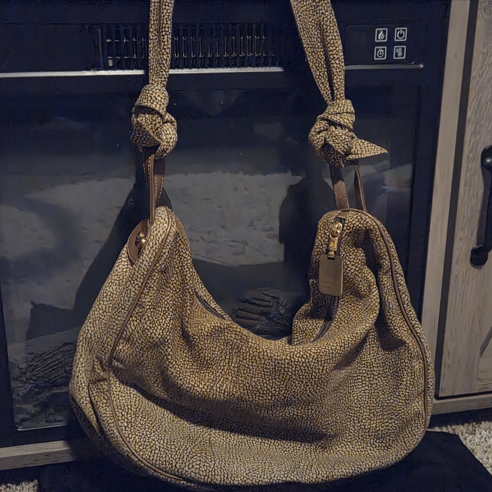 BORBONESE Authentic Vintage Oro Piuma Hobo Purse